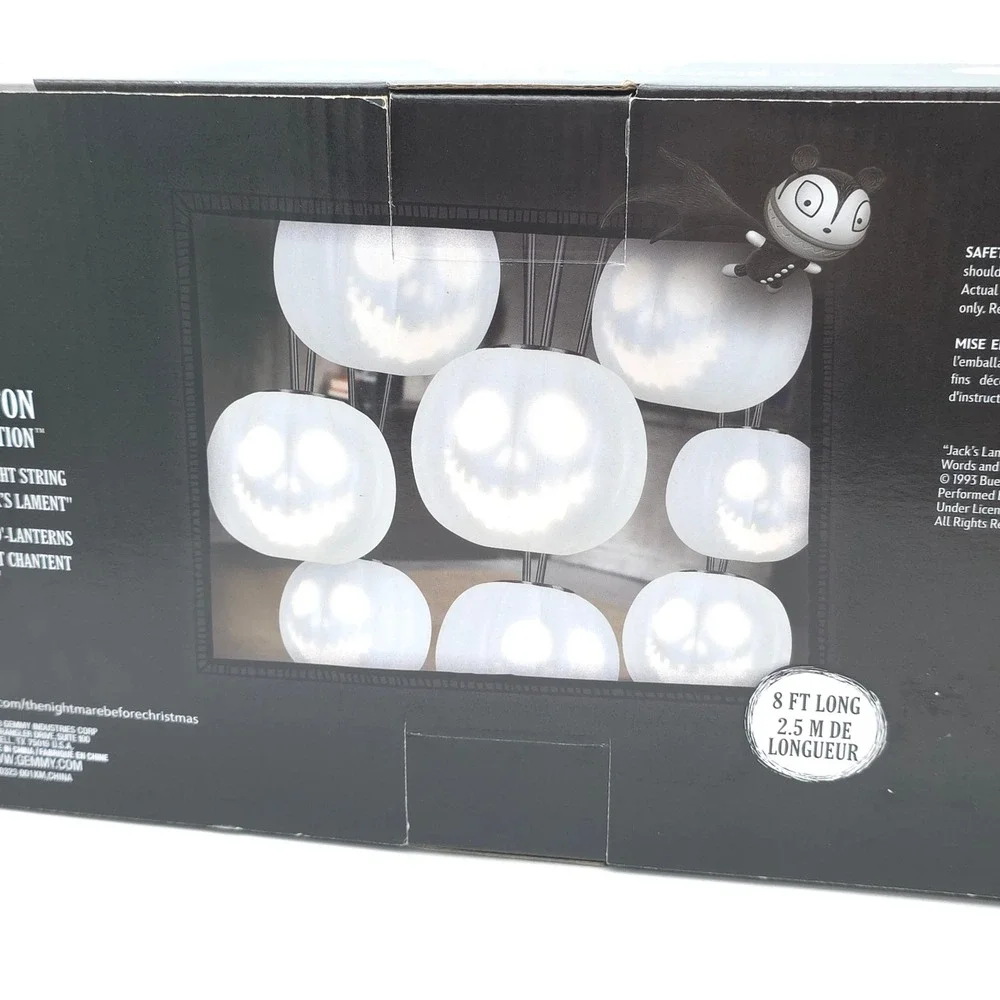 Disney Jack Skellington Musical Singing String Light 8ft Spooky Halloween Gothic